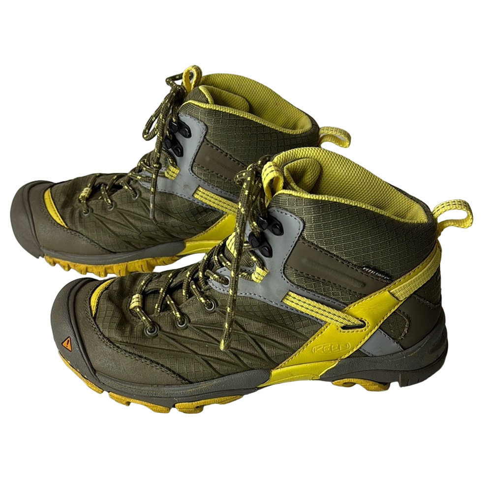 Keen Marshall Mid Waterproof Lace Up Boots Green and Yellow Durable Design